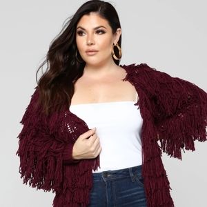 Fashion Nova Burgundy Cardigan